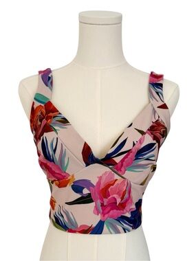 LAS PEPAS Bird of Paradise Floral Print Crop Top, Size S 🇦🇷